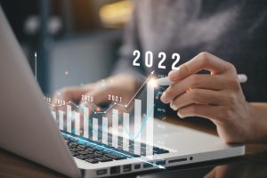 Businessman plan business growth and financial, increase of positive indicators in the year 2022 to increase business growth and an increase for growing up business "n